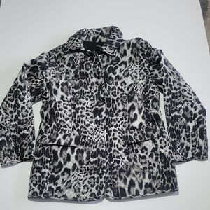 Chico's Black and White Quilted Animal Pattern Jacket